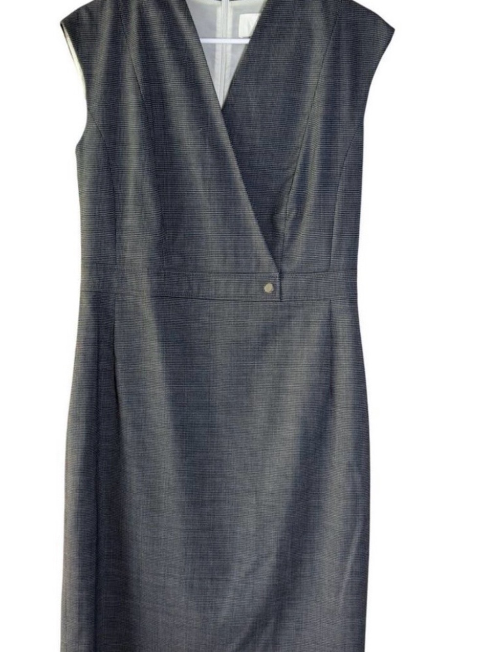 Boss Gray Sleeveless Wrap Sheath Dress
